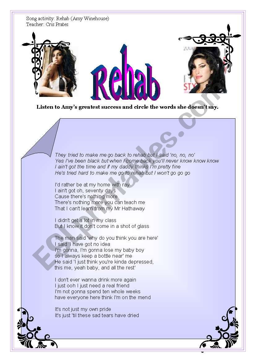 song activity - Rehab - Amy Winehouse