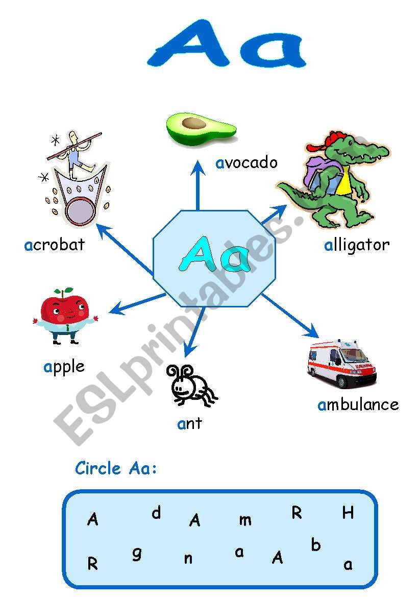 Memory card - the letter Aa worksheet