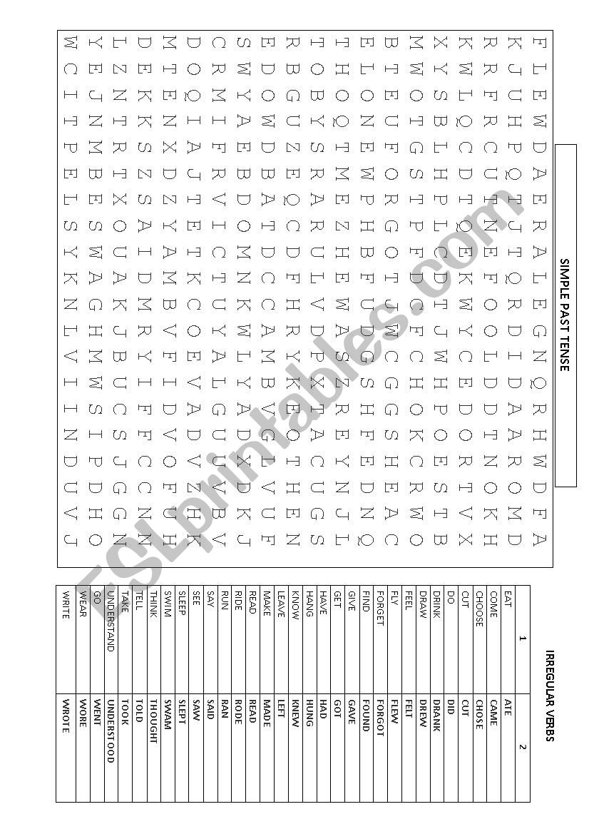 Irregular verbs worksheet