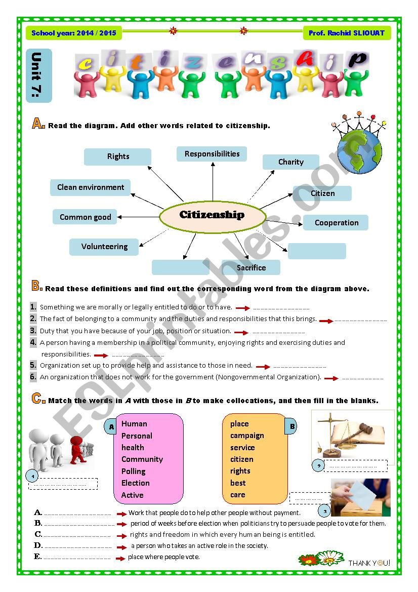 Citizenship Vocabulary ESL Worksheet By Rsliouat