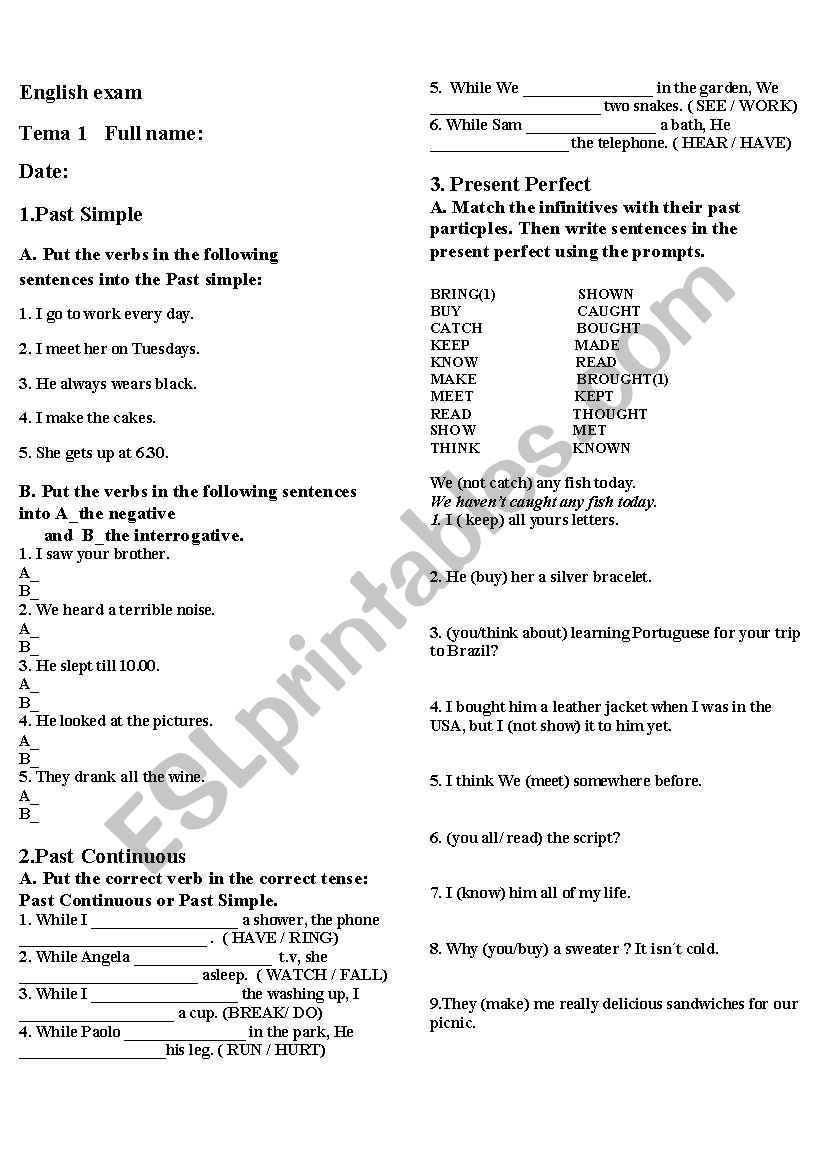 examen  worksheet