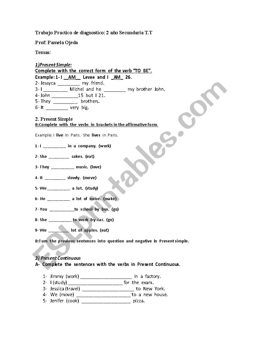 ejercicios worksheet