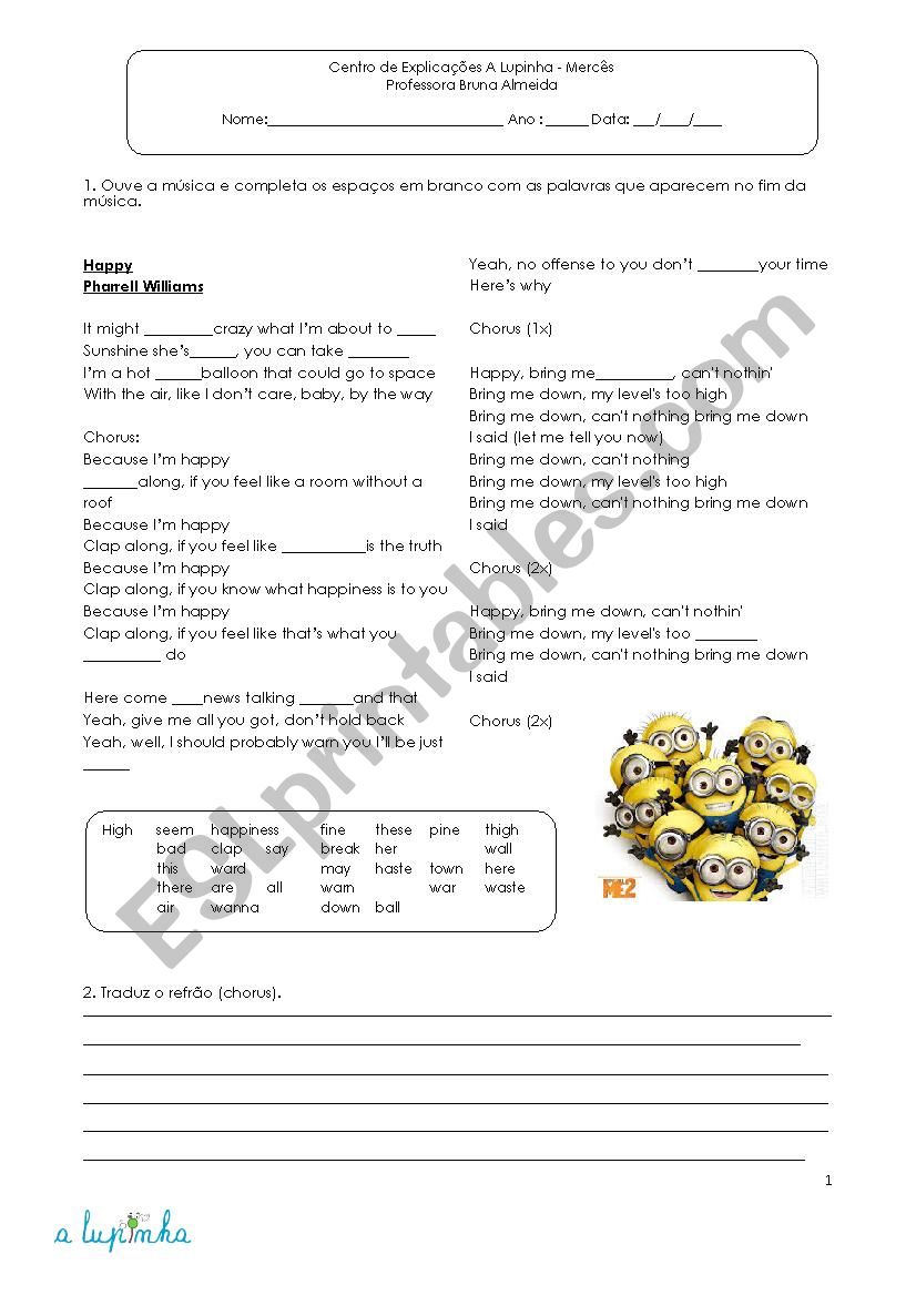 Listening comprehension worksheet