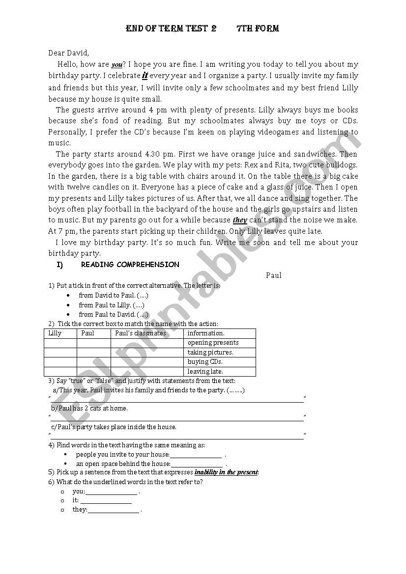 full term test N 2 worksheet