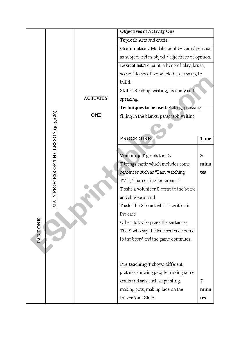 Listening lesson plan worksheet