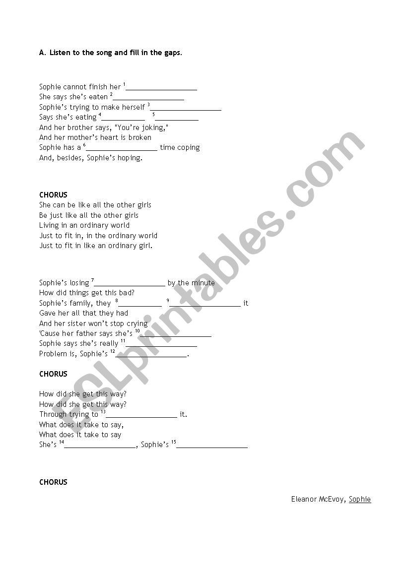 Eating disorders_Anorexia worksheet