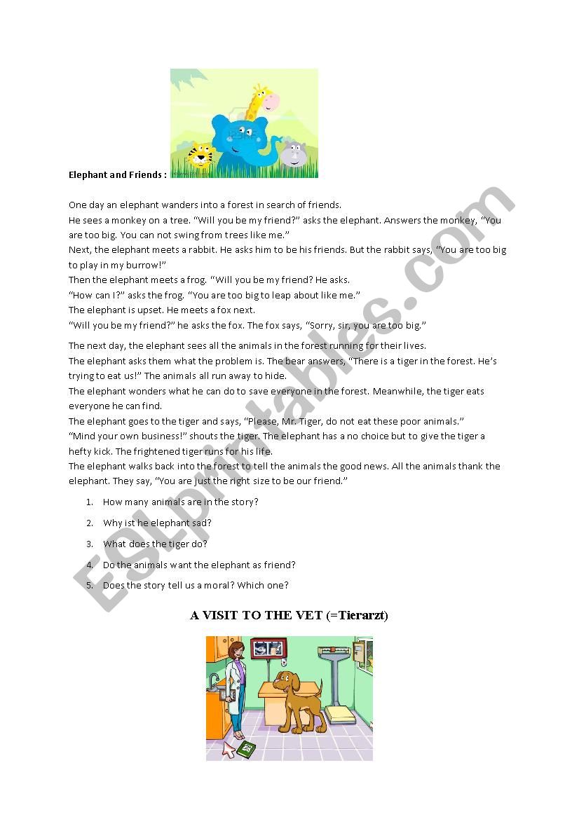 elephant and friends worksheet