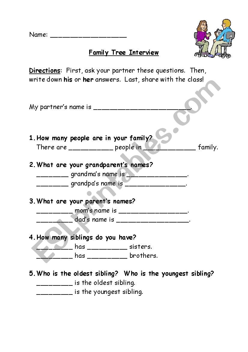 Family Interview worksheet