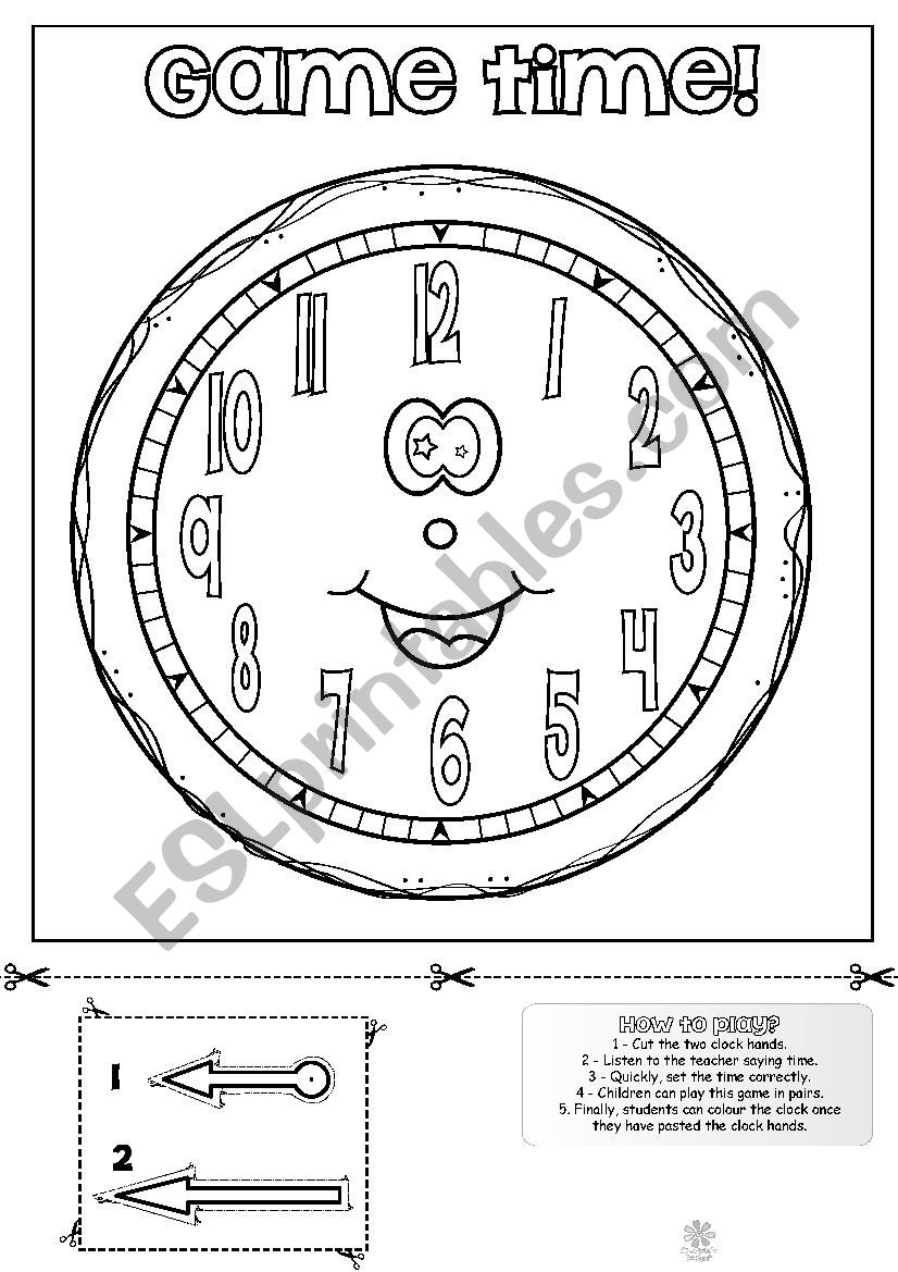 Telling the time! GAME  worksheet