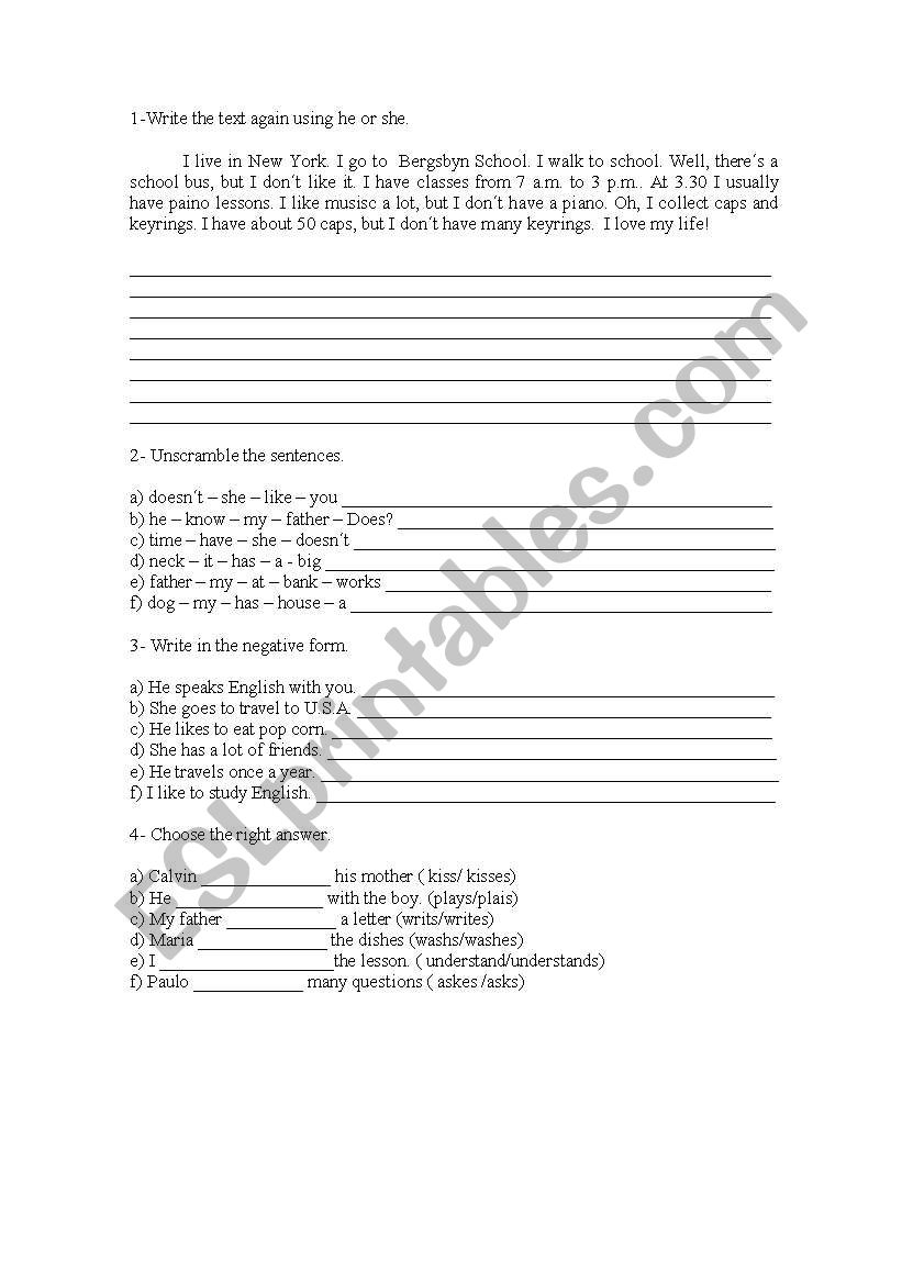 Simple Present worksheet