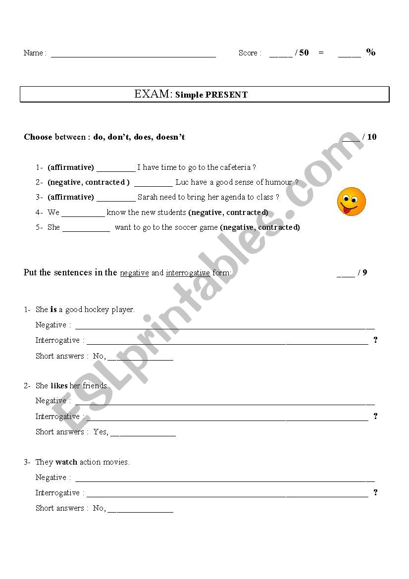 Simple Present  worksheet