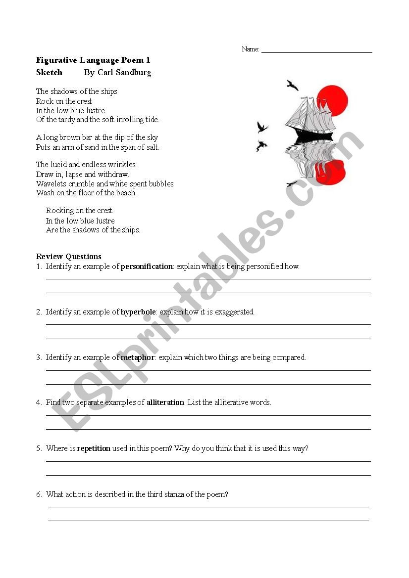 Poetic device practice poem worksheet