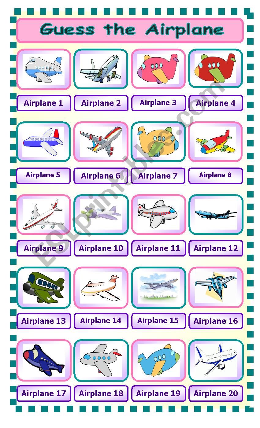 Guess the Airplane worksheet
