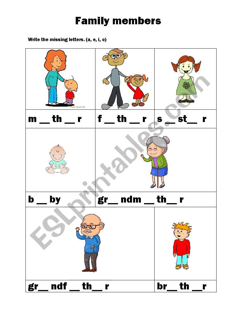 family members worksheet