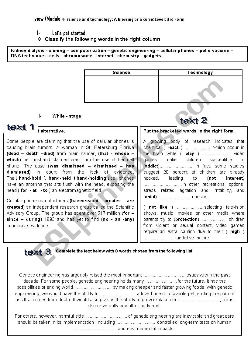 revision for module 4 science and technology