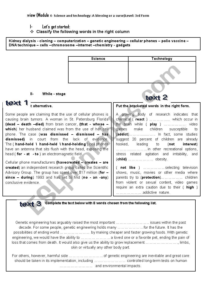 revision for module 4 science and technology