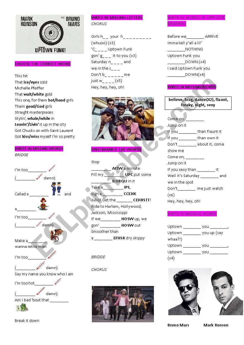 Bruno Mars Uptown Funk Lyrics