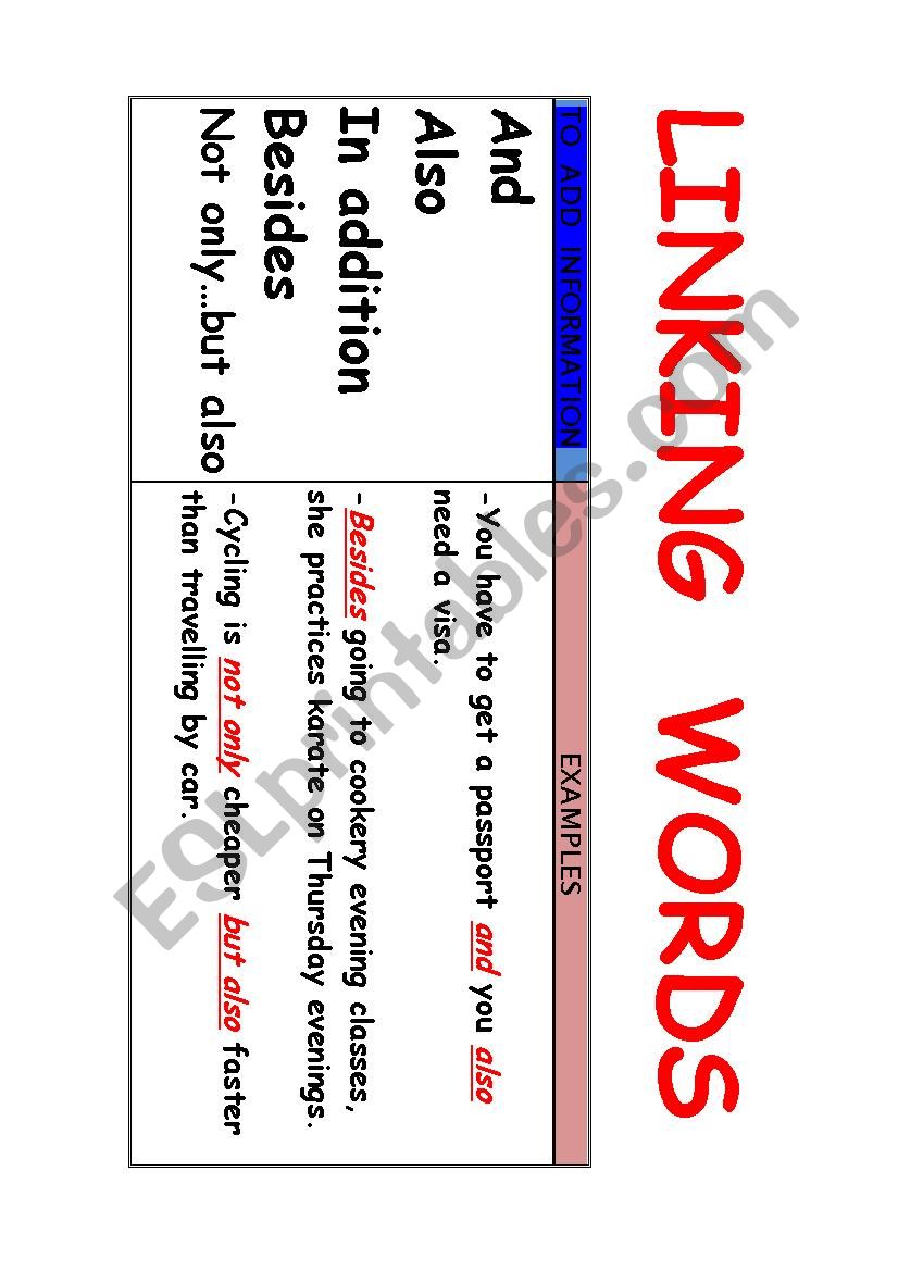 LINKING WORDS worksheet