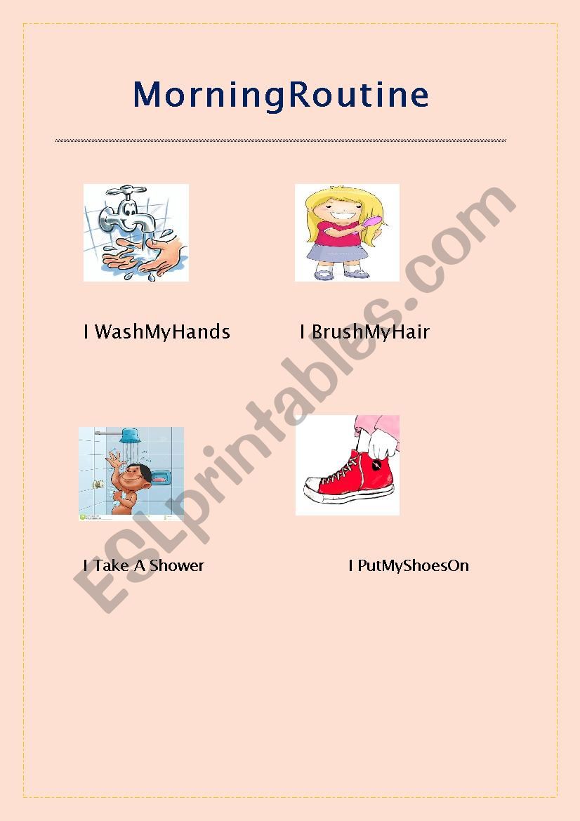 Morning Routine Pictionary worksheet