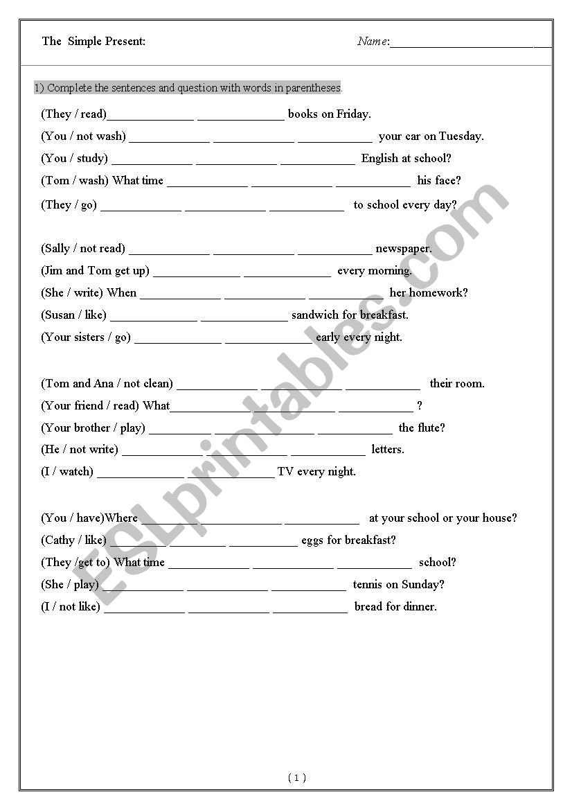 English Garmmar - Simple Present Tense