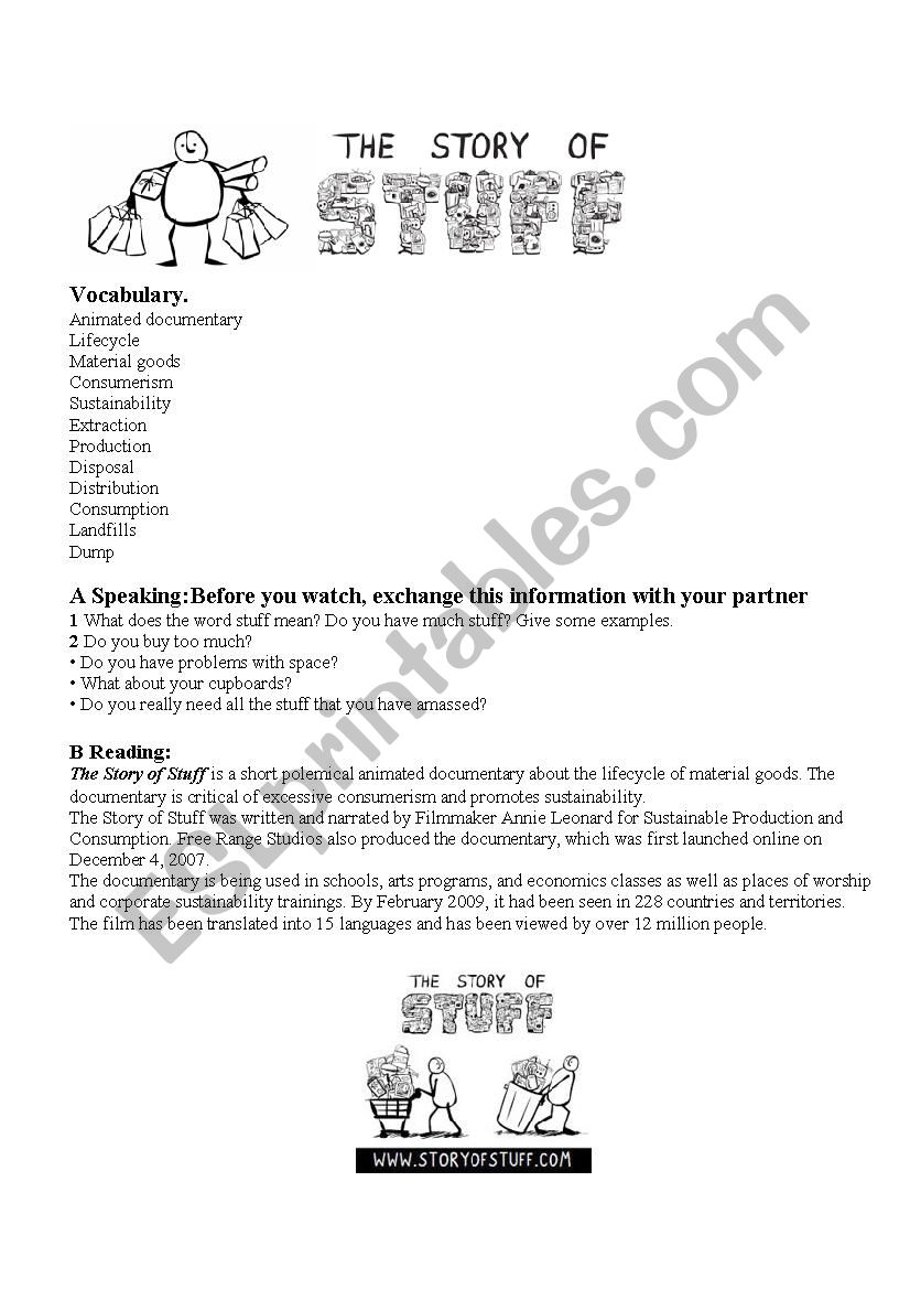 The Story Of Stuff Worksheet