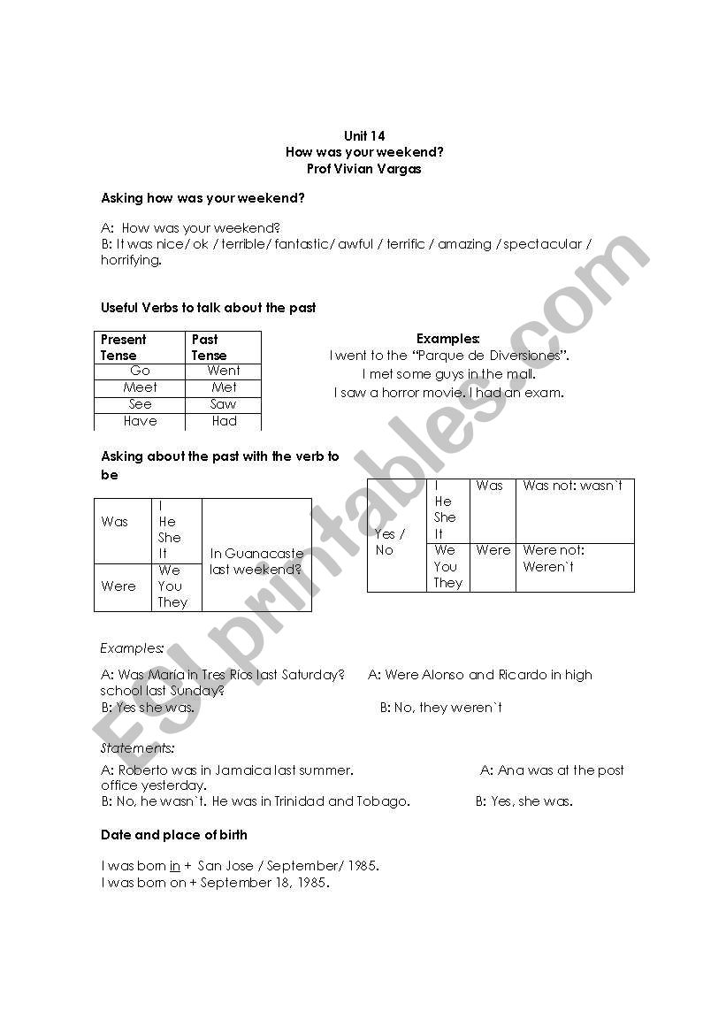 past tense worksheet