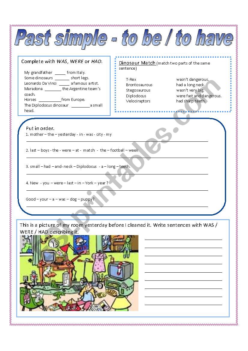 past simple - was/ were/ had worksheet