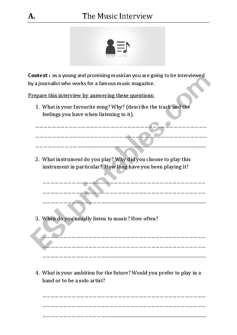 The Music Interview worksheet