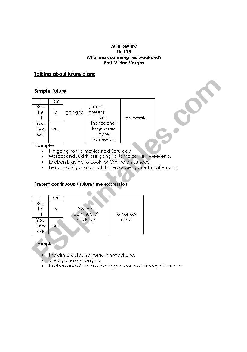 talking about future plans worksheet