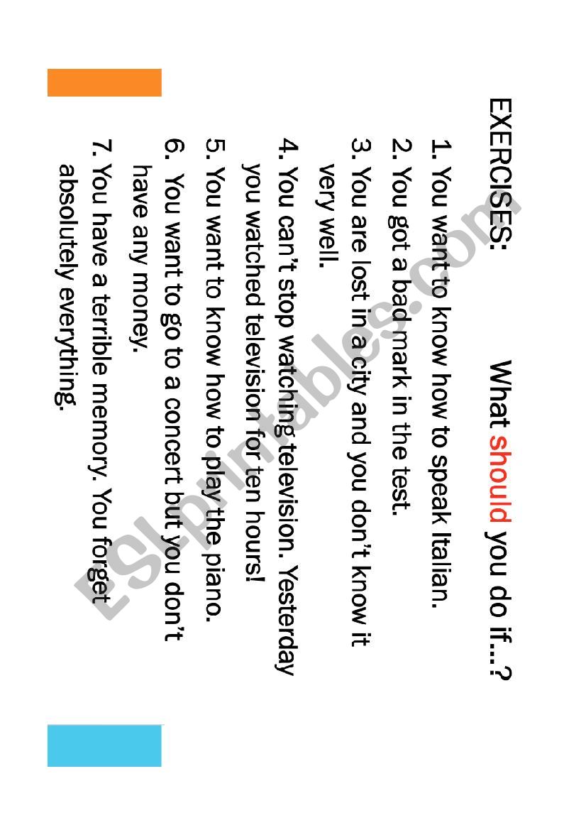 GIVING A RECOMMENDATION worksheet
