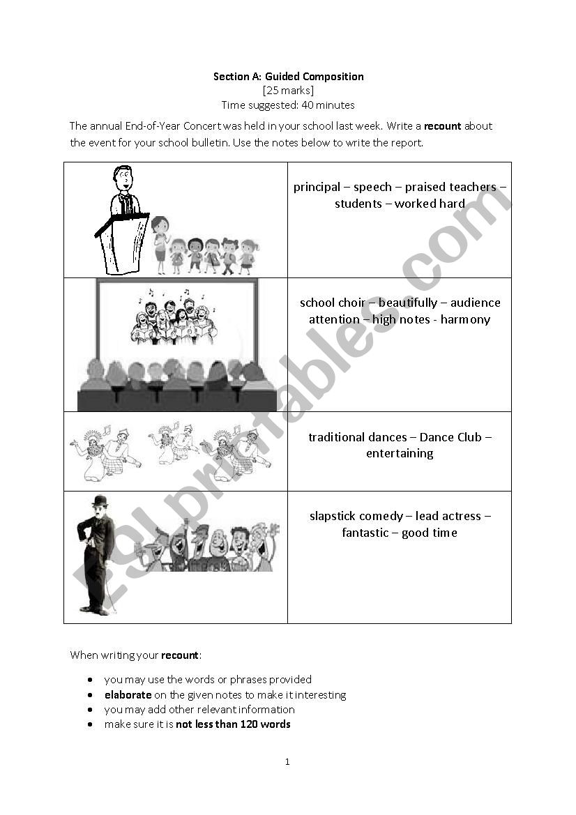 WRITING TEST worksheet