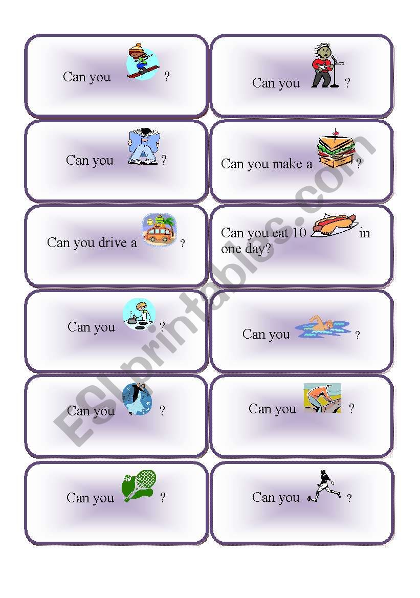 Can you... speaking cards worksheet