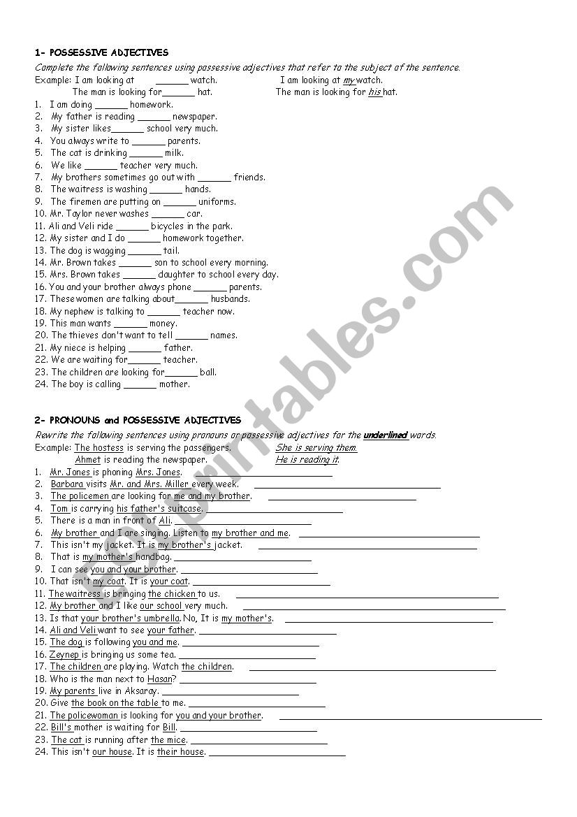 pronouns worksheet