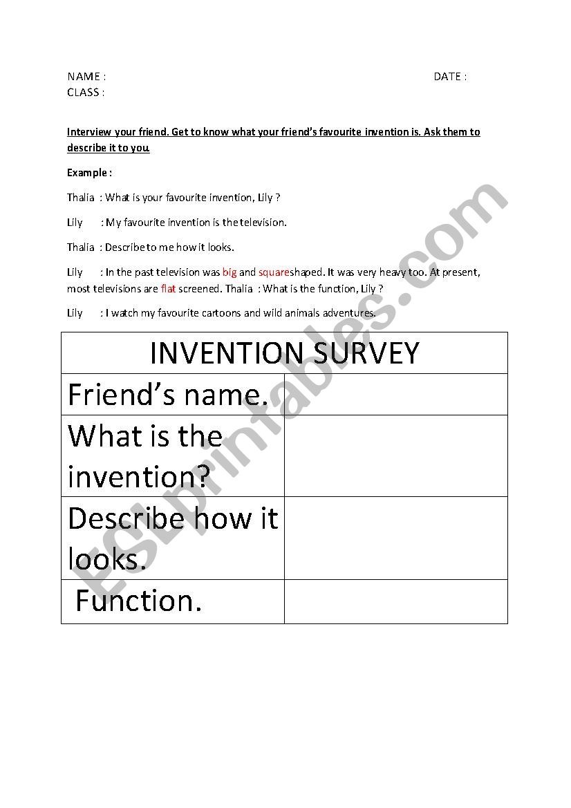 Intervention Interview worksheet