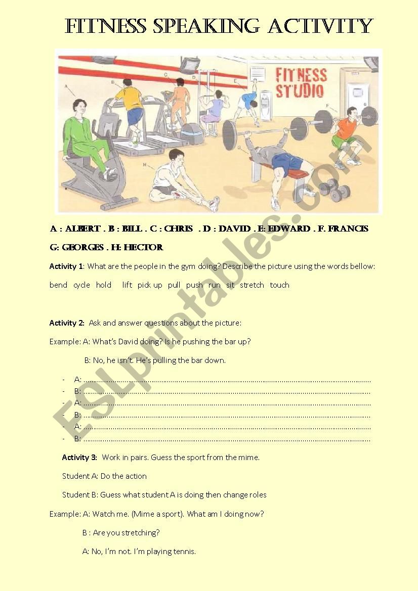 Speeking activity worksheet