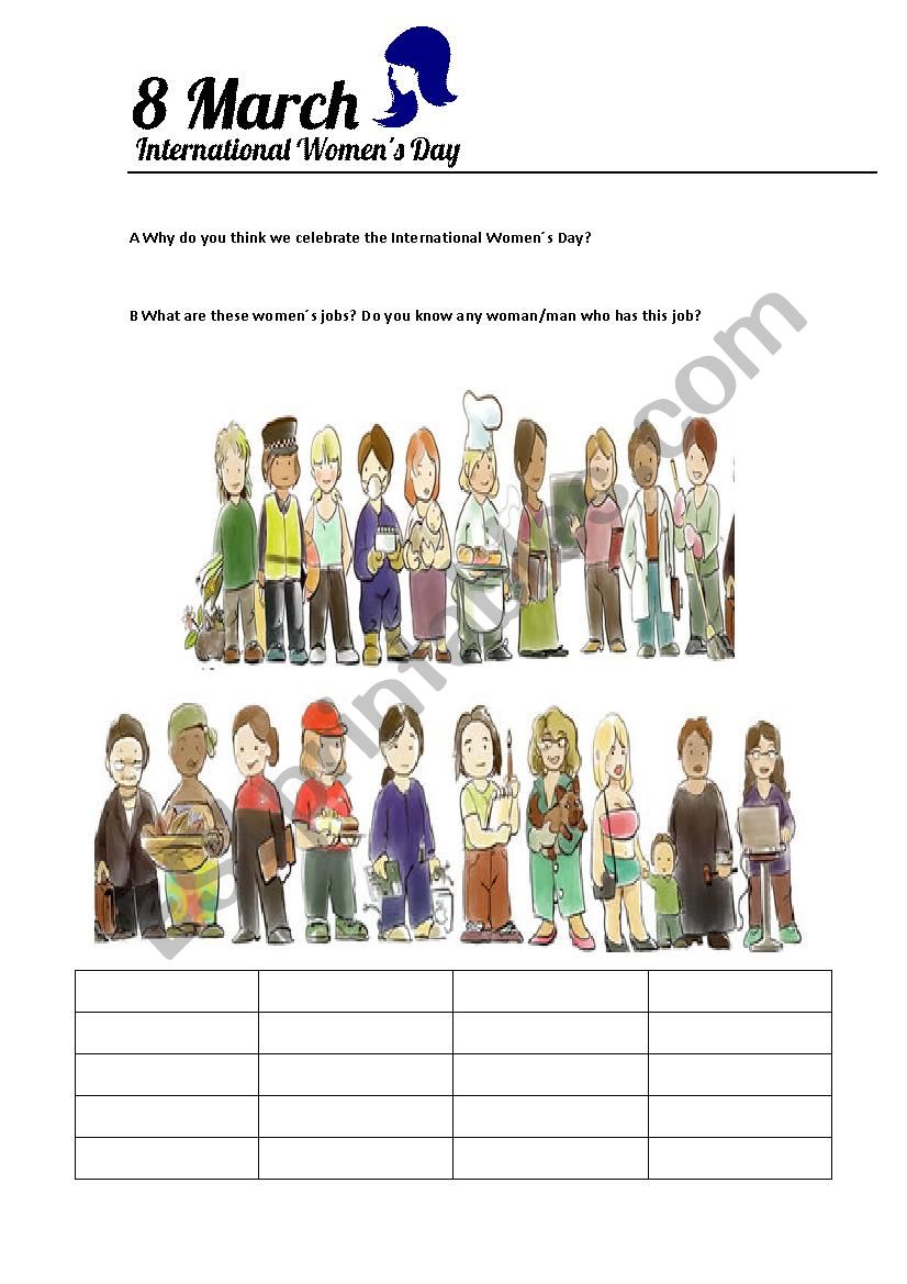 INTERNATIONAL WOMENÂ´S DAY worksheet