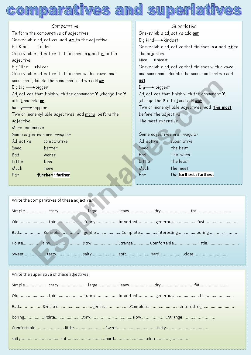 comparatives and superlatives 