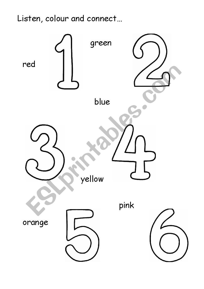 Numbers and Colours worksheet