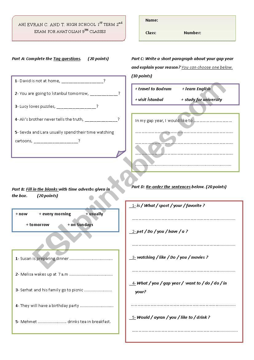 2. exam worksheet