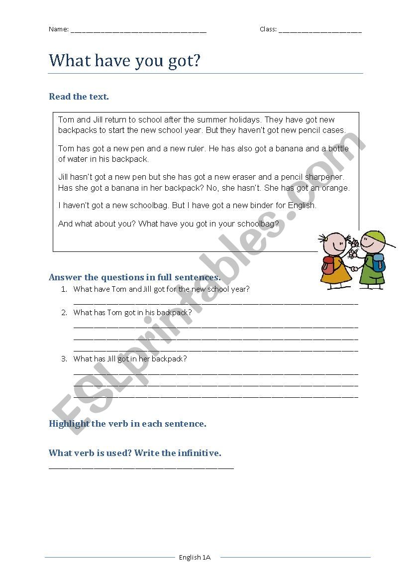 Schoolthings worksheet