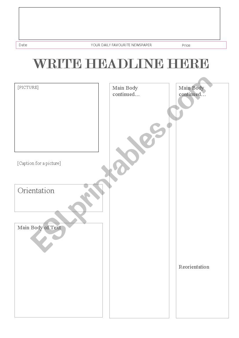 Newspaper  worksheet