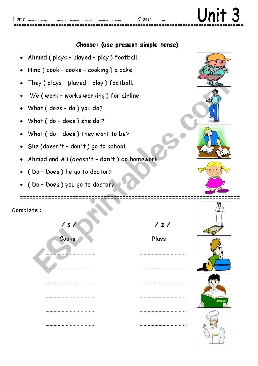 present simple tens worksheet