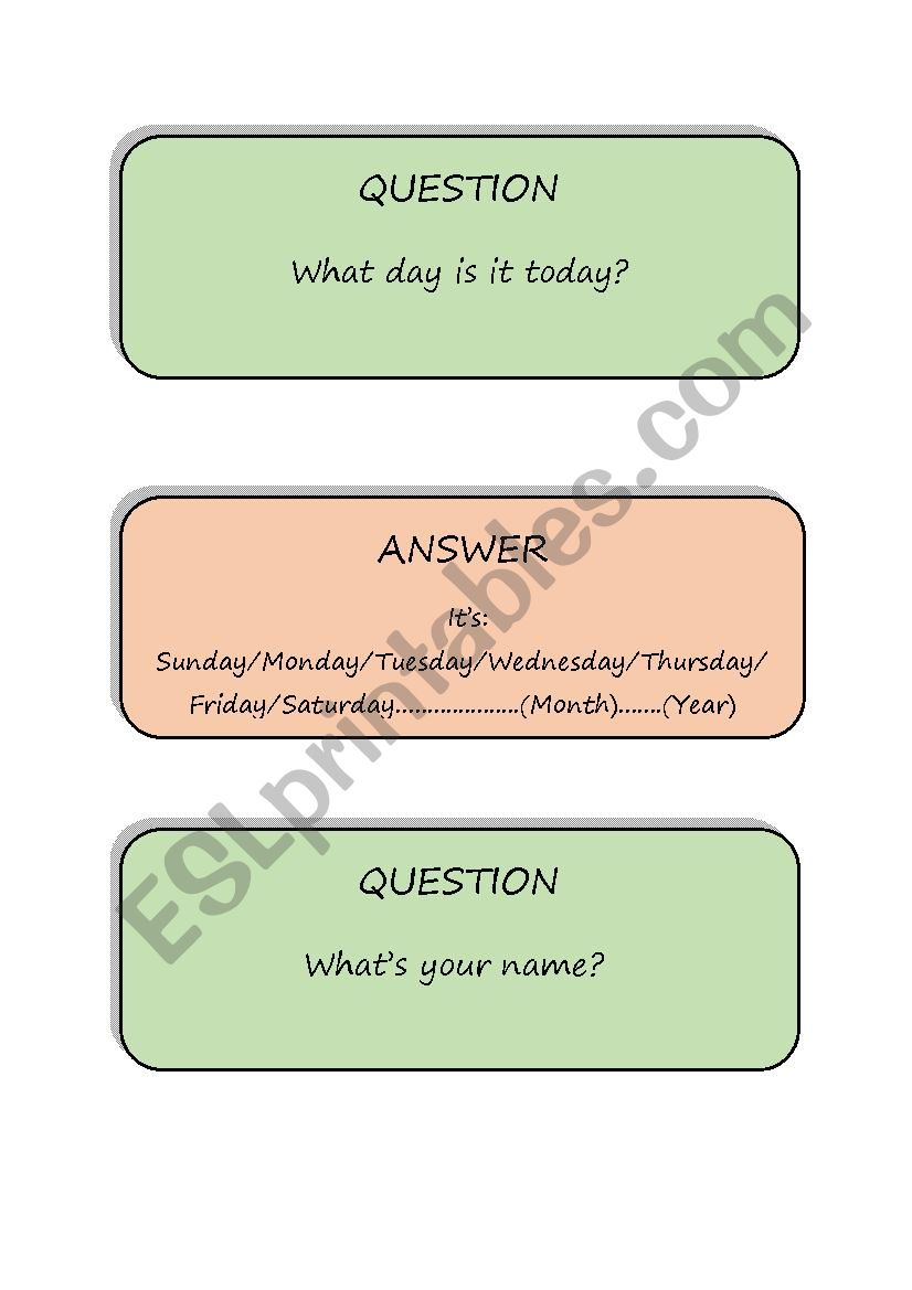 Speaking cards worksheet