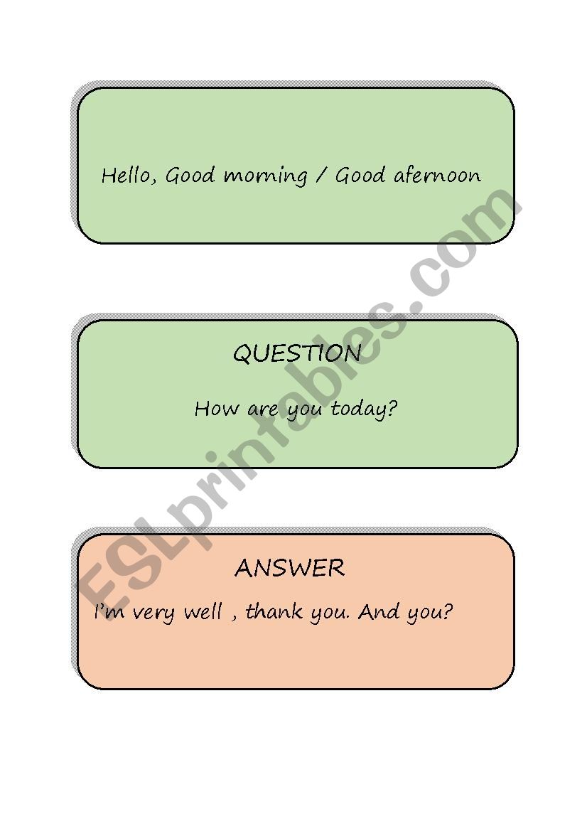 Speaking cards worksheet