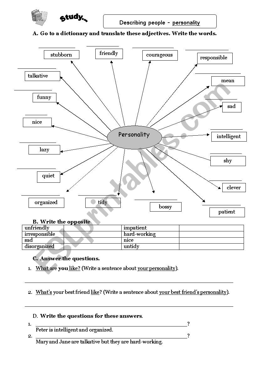 personality worksheet