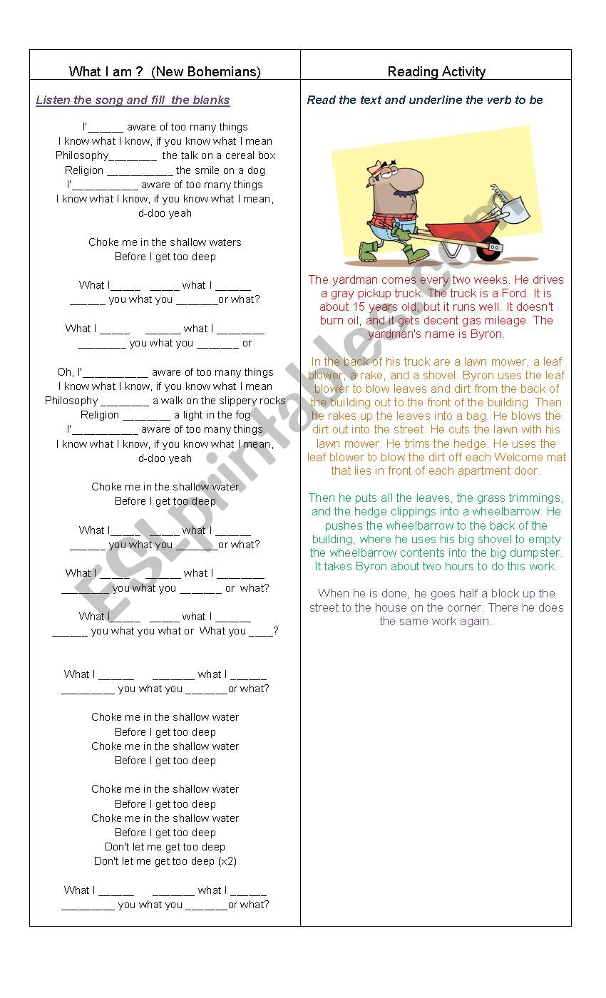 Verb to be listening reading worksheet