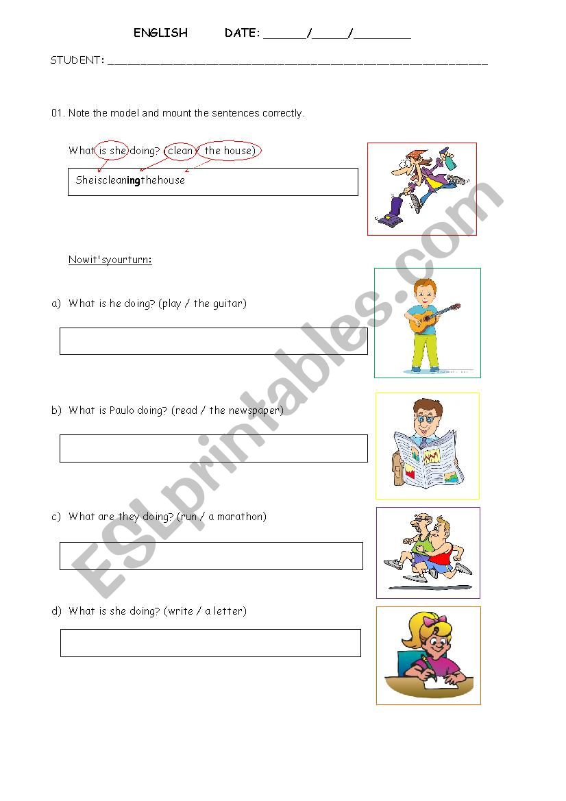 Present Continuous_Exercise worksheet