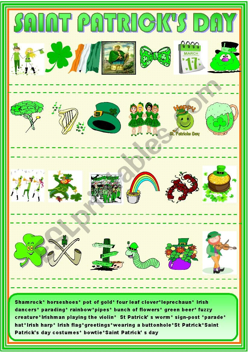 Saint patricks day : matching exercise