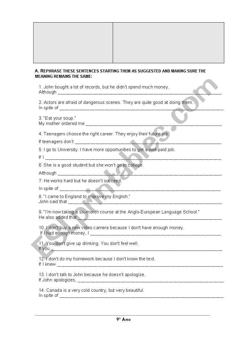 global test grammar 5th  worksheet