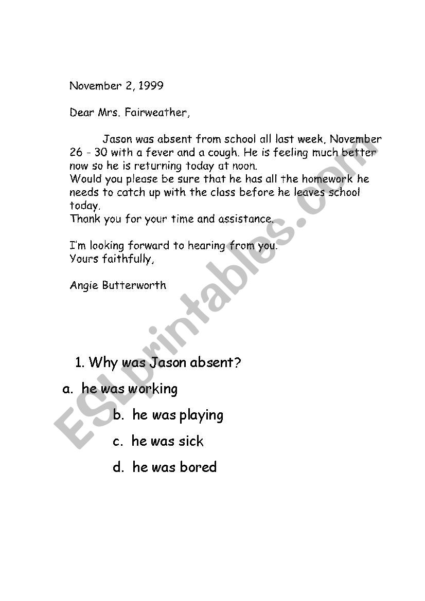formal letter worksheet